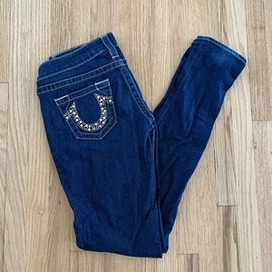 True Religion Stella dark wash skinny jeans size 28.